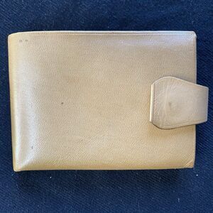 Vintage Tan Leather Bifold Wallet. Snap Closure. New But With Blemish. USA.
